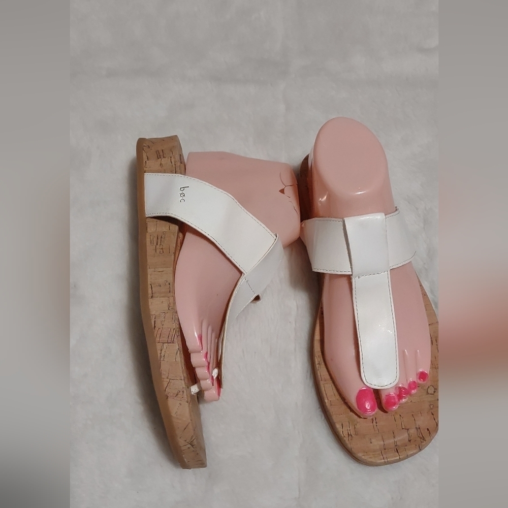 White Sandals with Wide Straps and Cork Sole